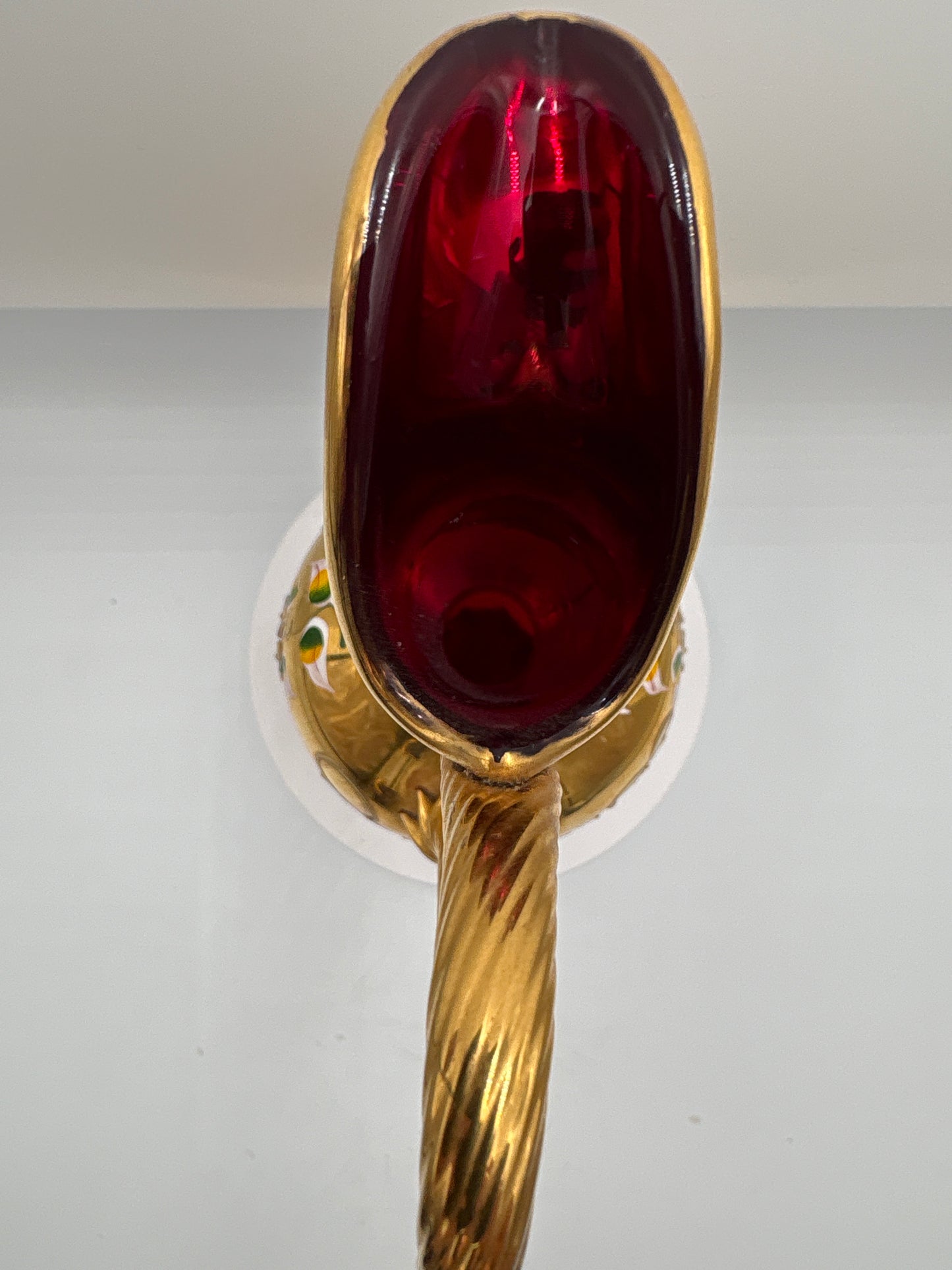 Vintage Bohemia krystal med Guld og Enamel, Kande, Rød(1), 31cm