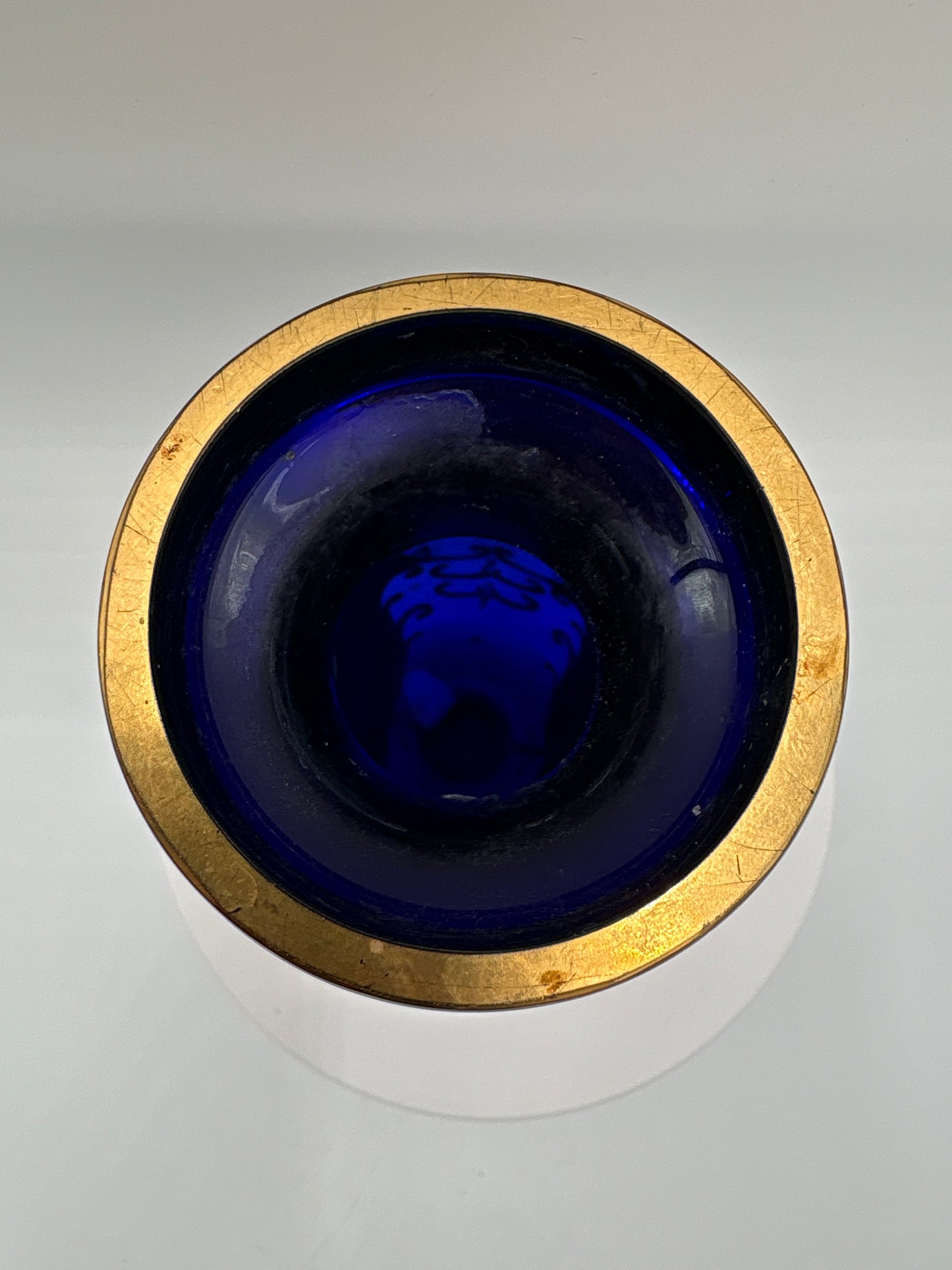 Vintage Bohemia krystal med Guld og Enamel-Vase på fod-Blå(5)-18cm
