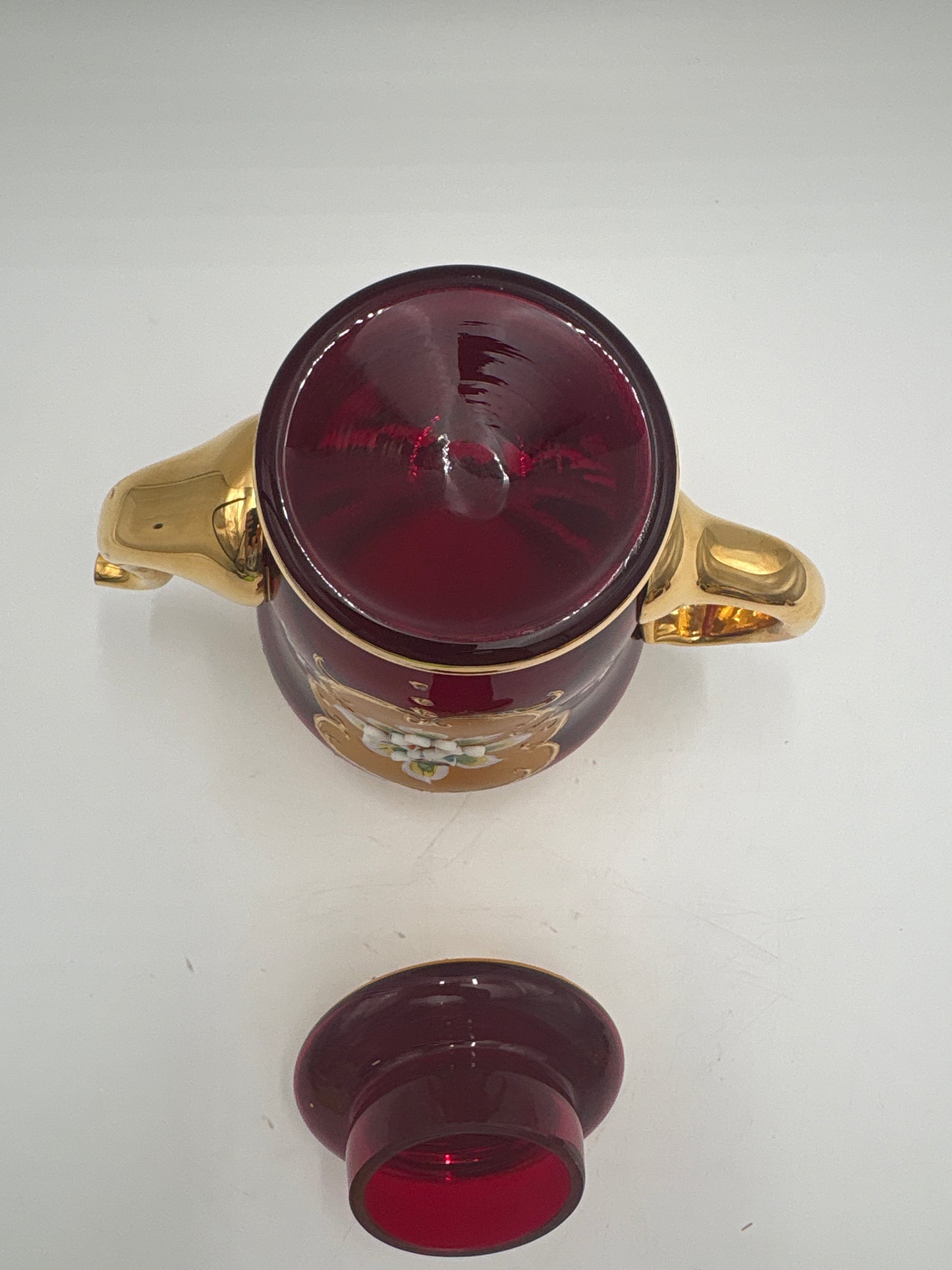 Vintage Bohemia krystal med Guld og Enamel, Kaffesæt, Rød