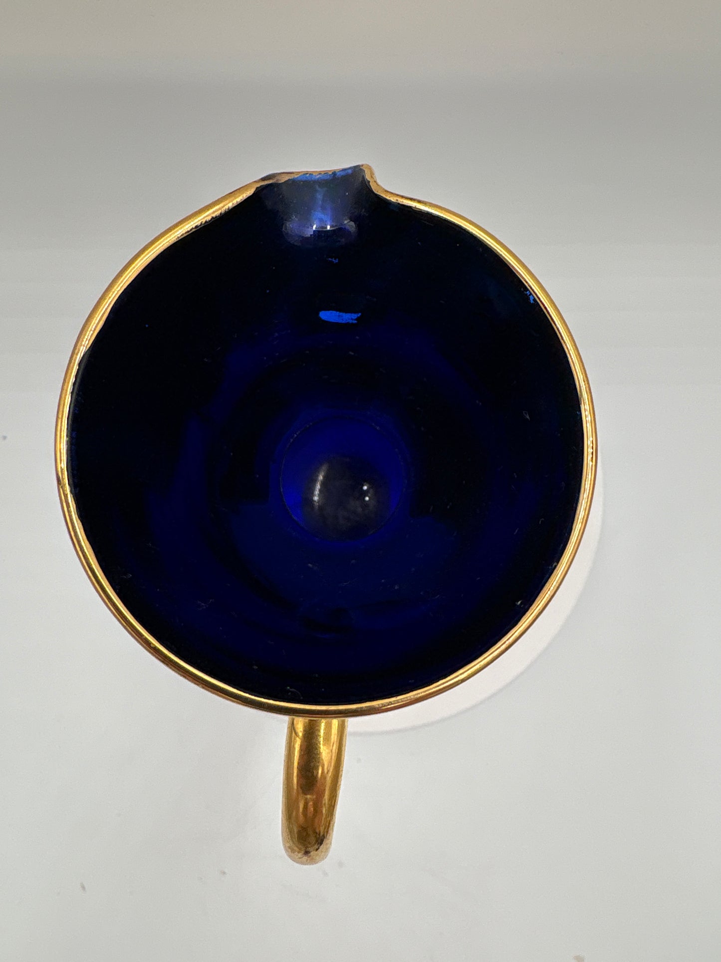 Vintage Bohemia krystal med Guld og Enamel, Kande, Blå(2), 19cm