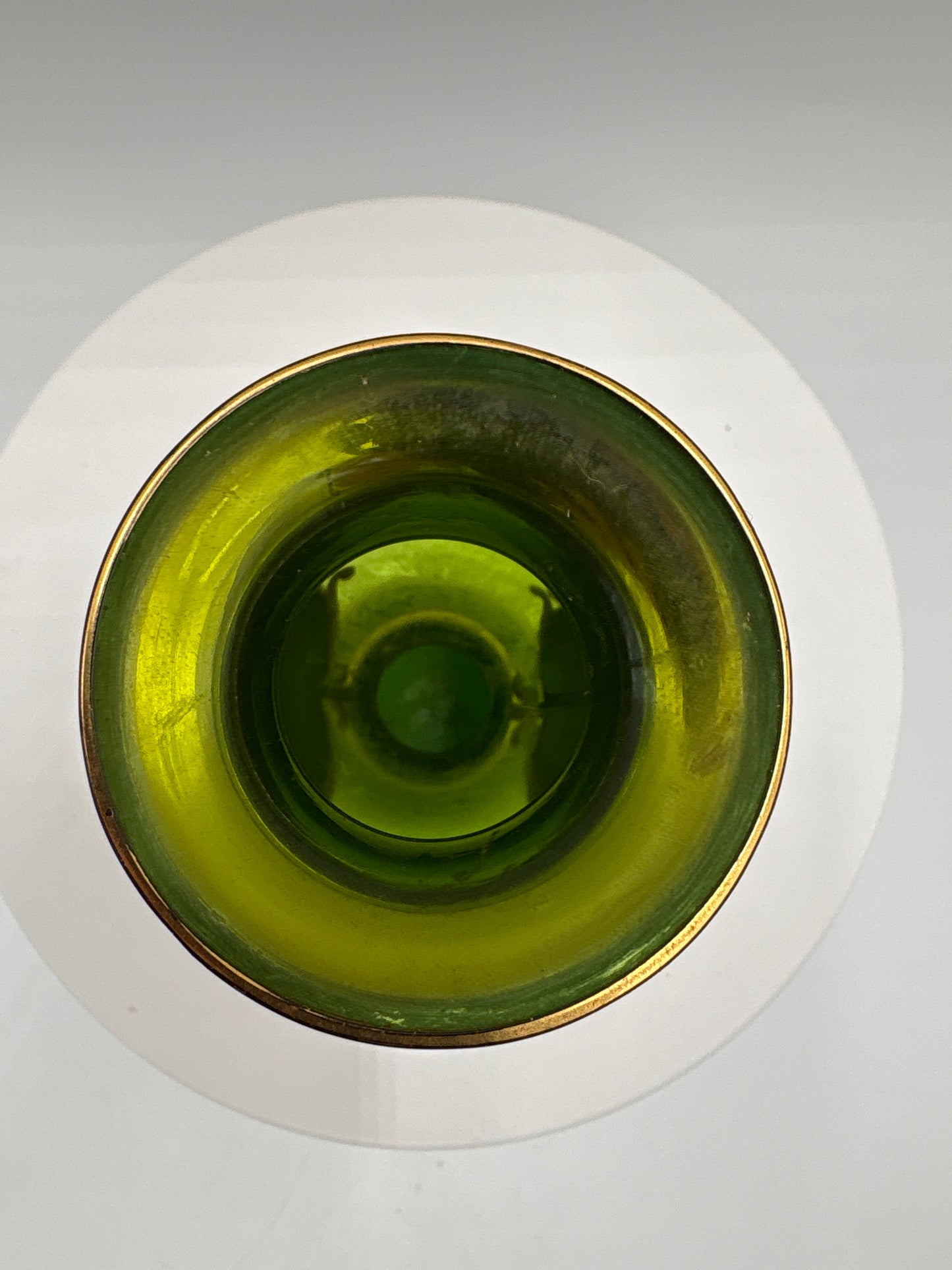 Vintage Bohemia krystal med Guld og Enamel-Vase på fod-Grøn-10cm
