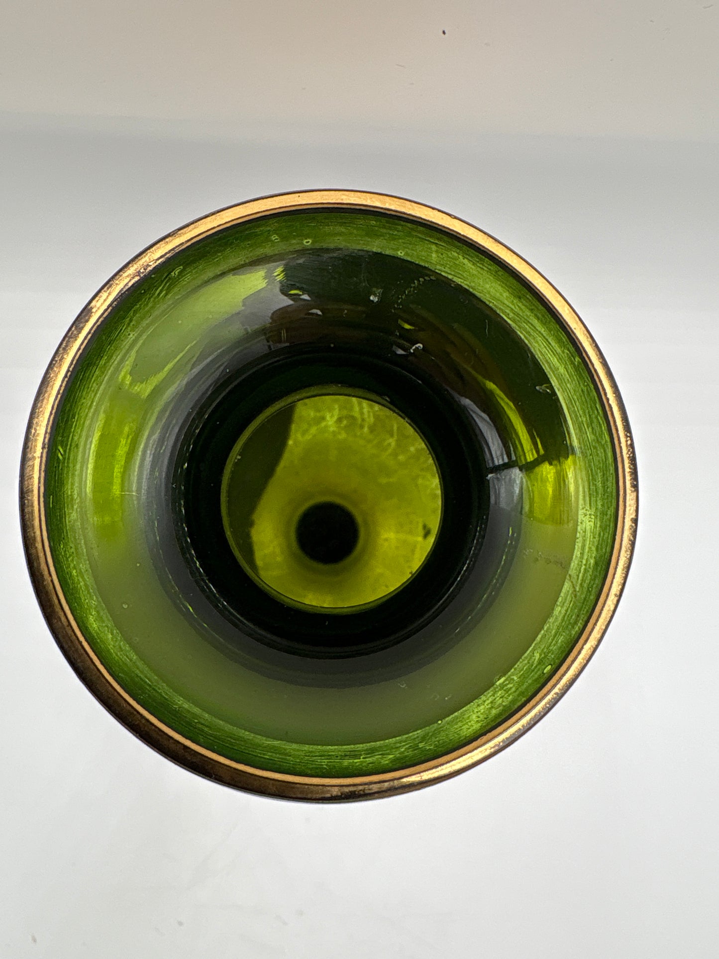 Vintage Bohemia krystal med Guld og Enamel-Vase på fod-Grøn(1)-19cm