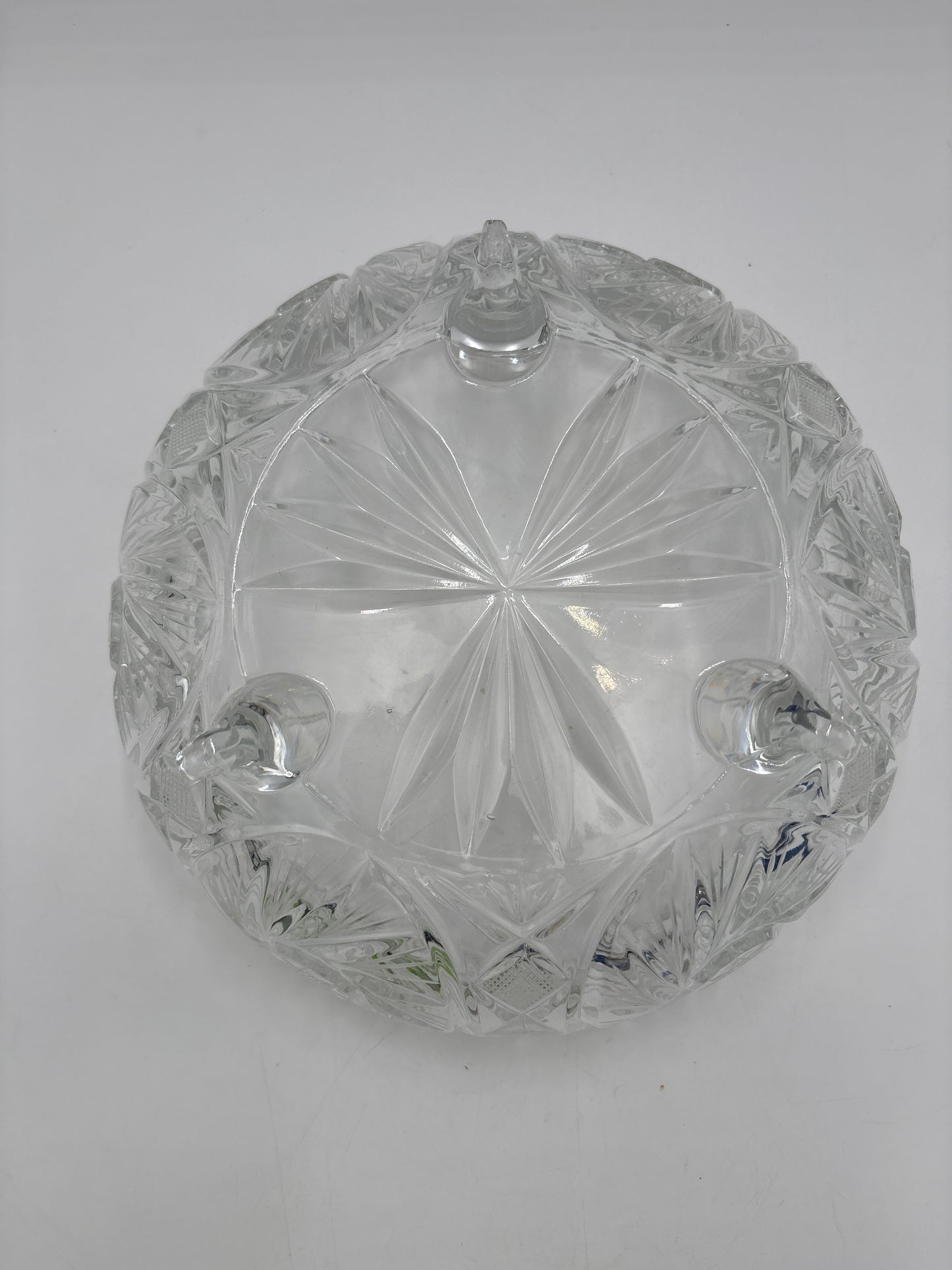 Vintage Bohemia krystal skål med fødder, klar, ø24cm