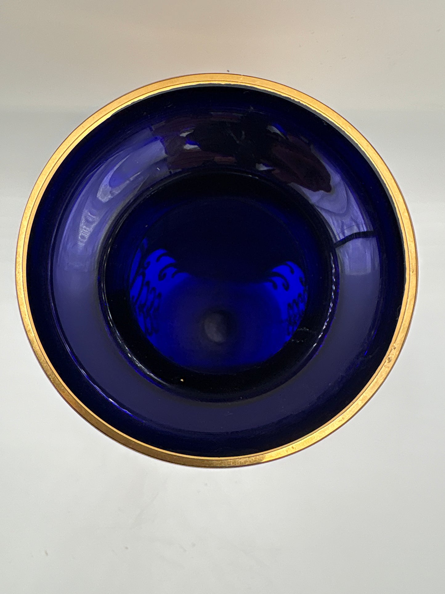 Vintage Bohemia krystal med Guld og Enamel-Vase på fod-Blå(3)-22cm