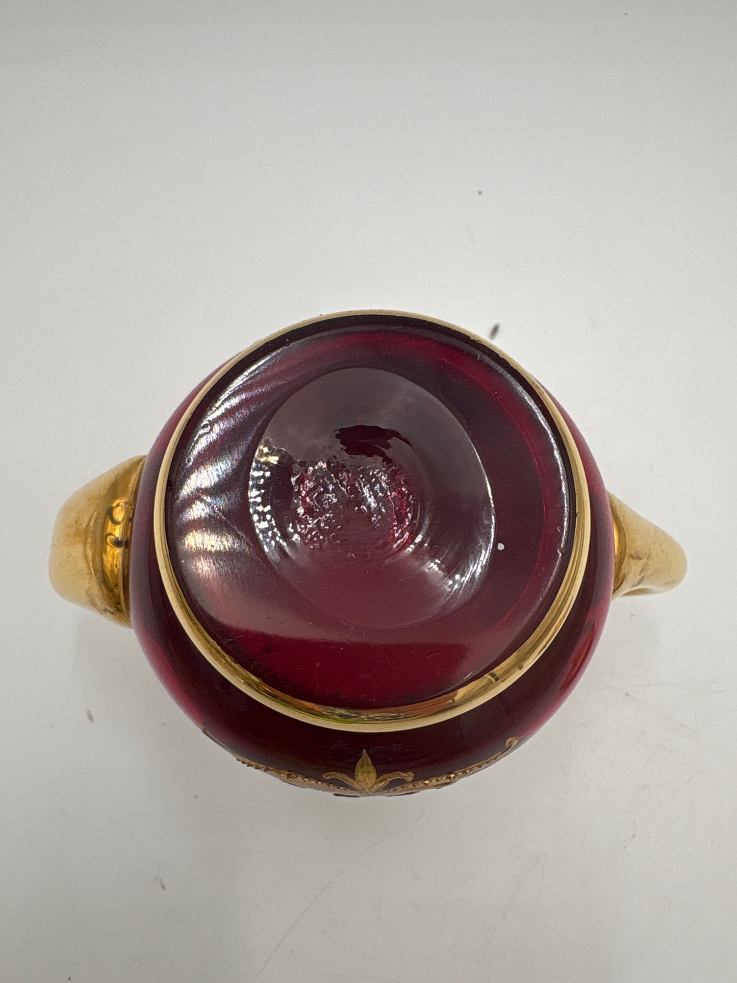 Vintage Bohemia krystal med Guld og Enamel, kaffesæt, Rød