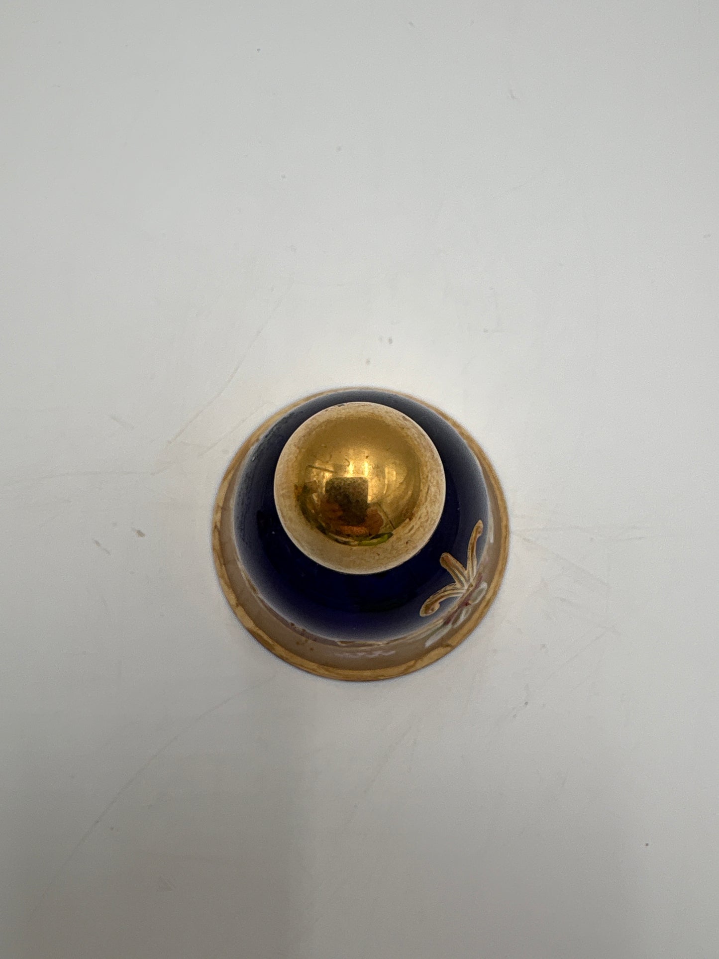 Vintage Bohemia krystal med Guld og Enamel, Dirigent klokke, Blå, 11cm