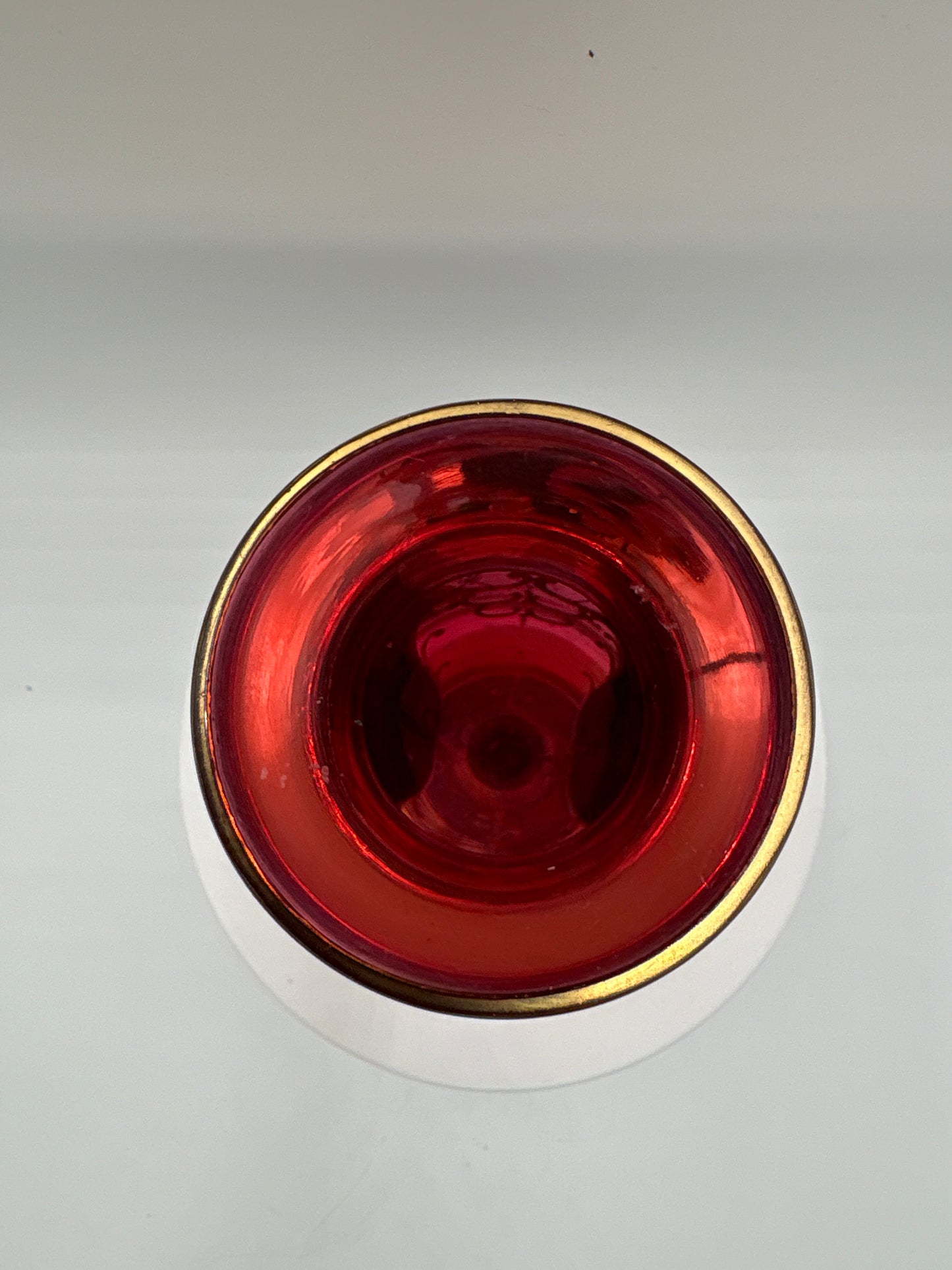 Vintage Bohemia krystal med Guld og Enamel-Vase på fod-Rød(3)-18cm