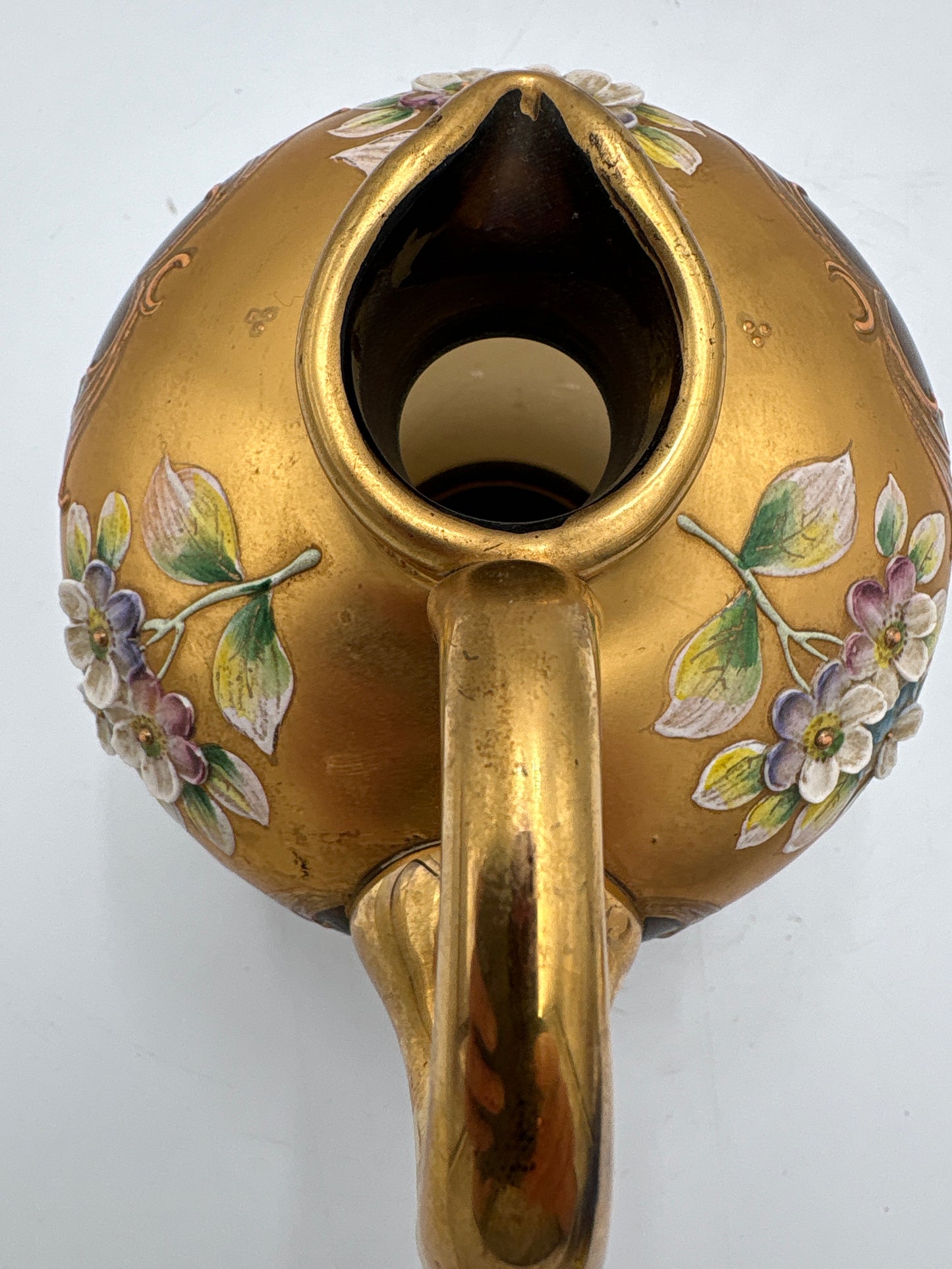 Vintage Bohemia krystal med Guld og Enamel, Karaffel, Brun, 18cm