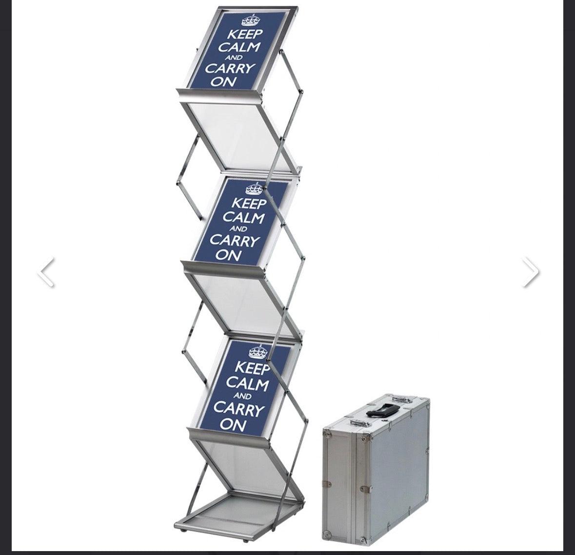 Flex Brochurestander, aluminium, 6 x A4, sammenklappelig