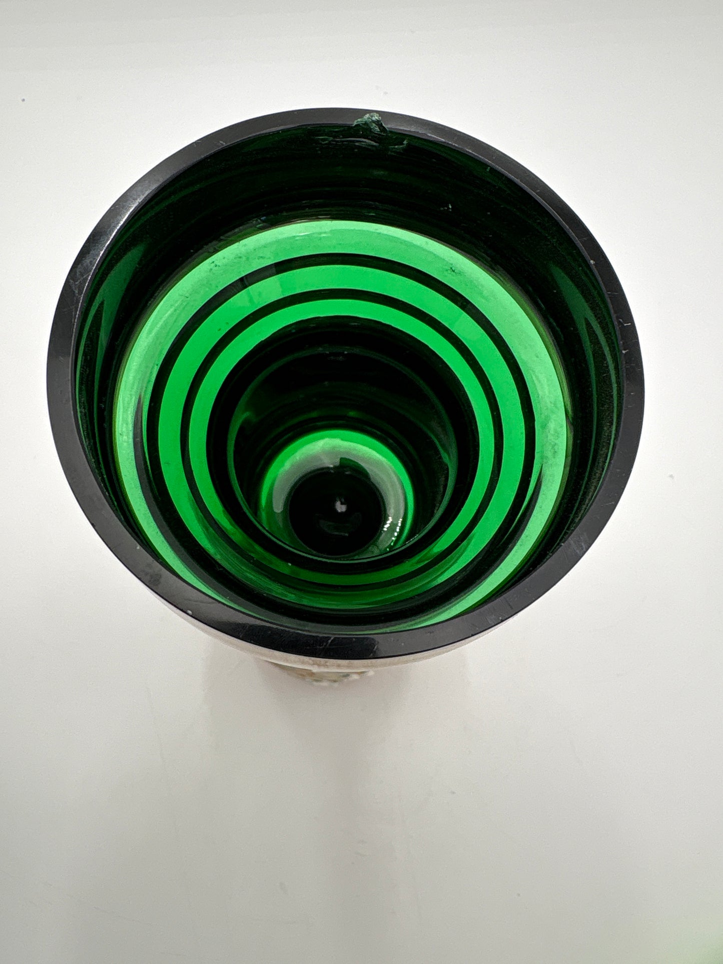 Vintage Bohemia krystal med Guld og Enamel,  Pokal med låg , grøn, 30cm