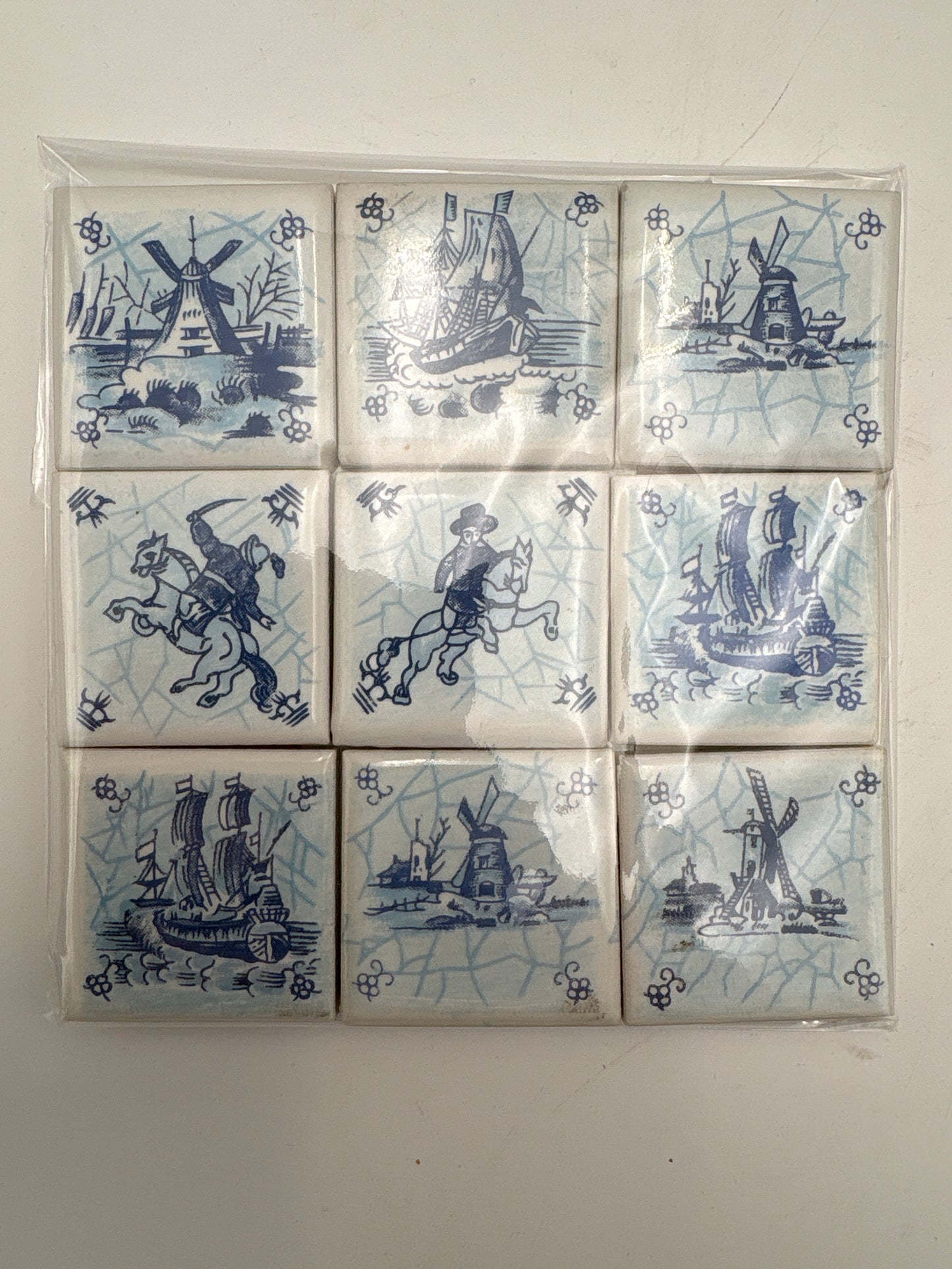 Hollanske kakler, 9 stk. assorterede