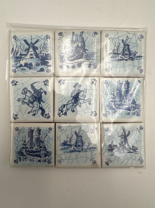 Hollanske kakler, 9 stk. assorterede