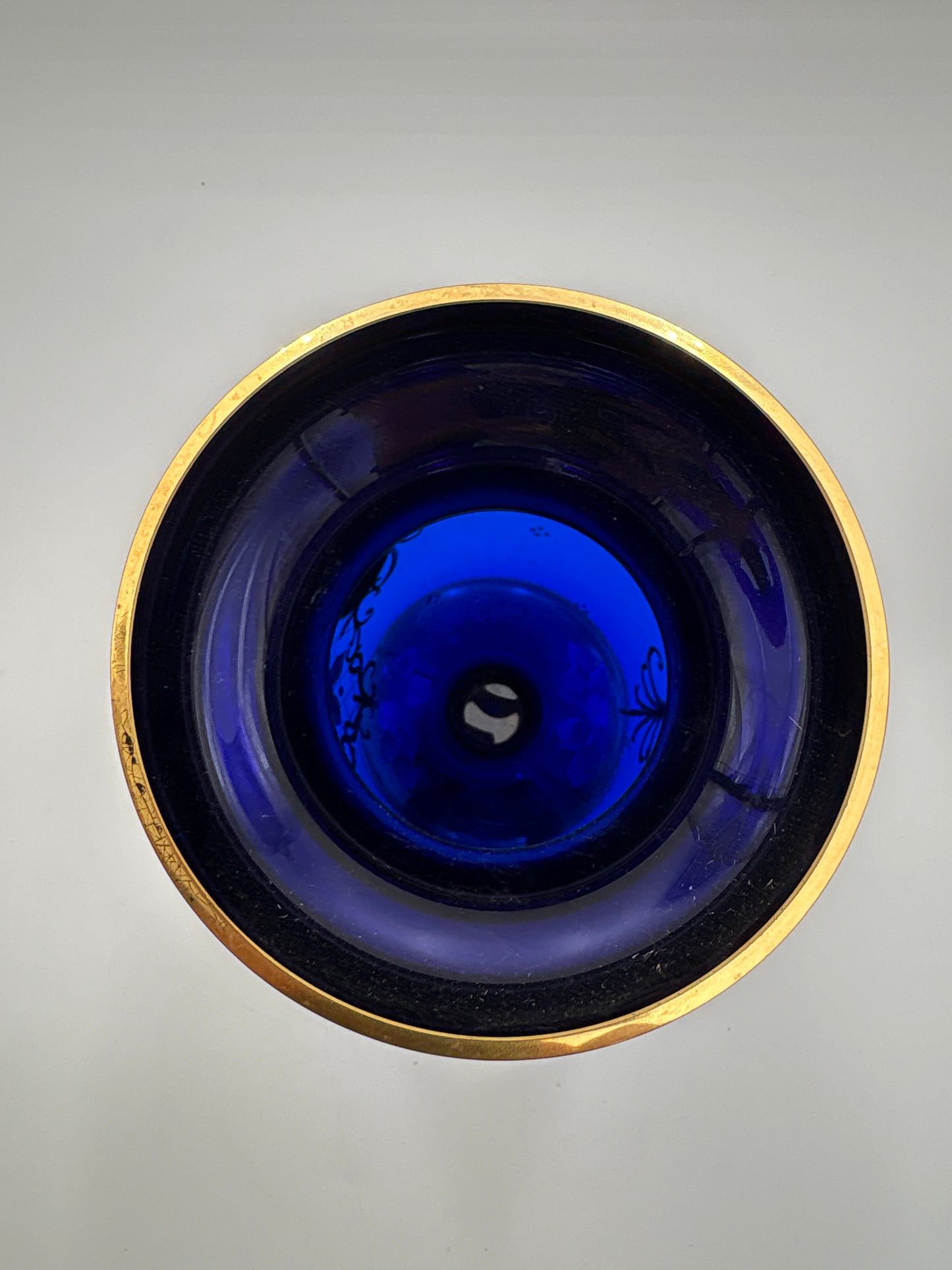 Vintage Bohemia krystal med Guld og Enamel-Vase på fod-Blå(1)-30cm