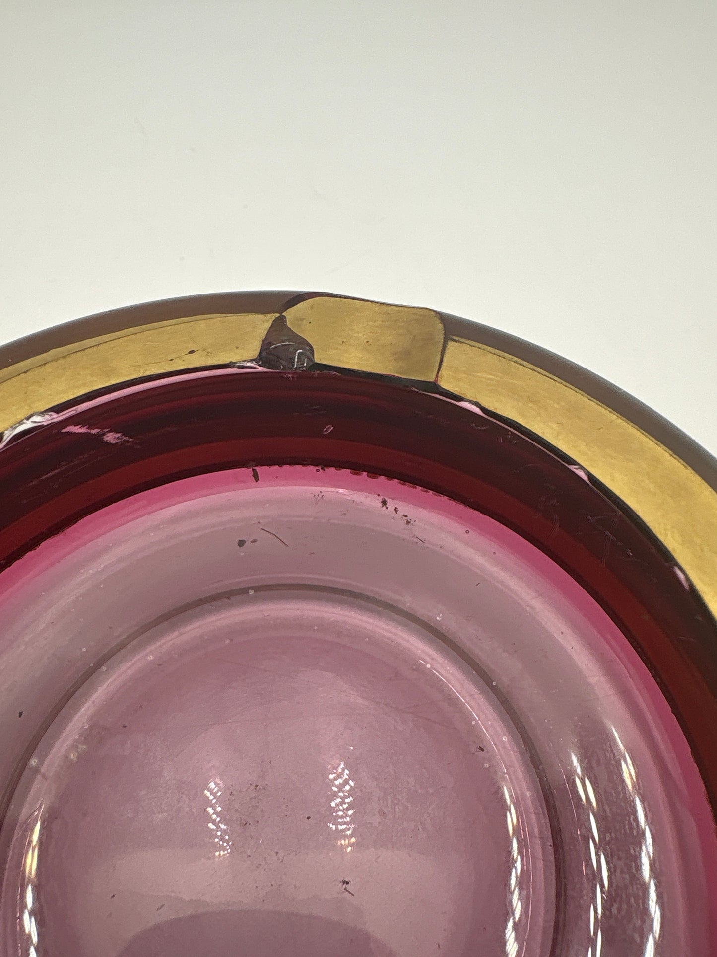 Vintage Bohemia krystal med Guld og Enamel,Askebæger, Lilla, ø11cm