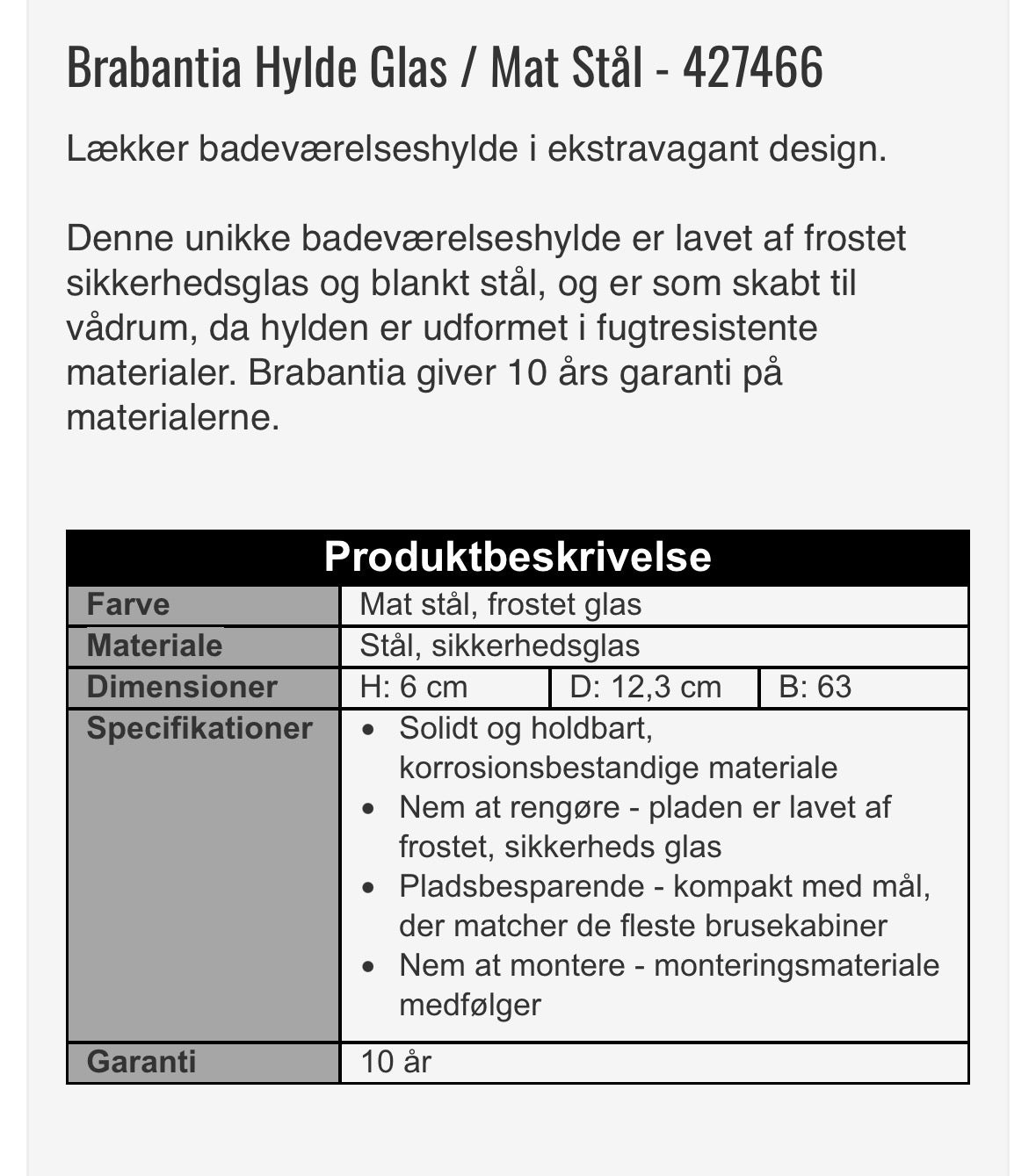 Brabantia baderumshylde