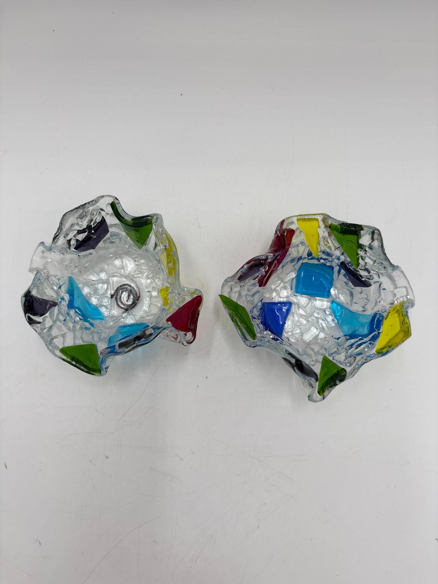 Glas mosaik fyrfadsstager 2 stk.