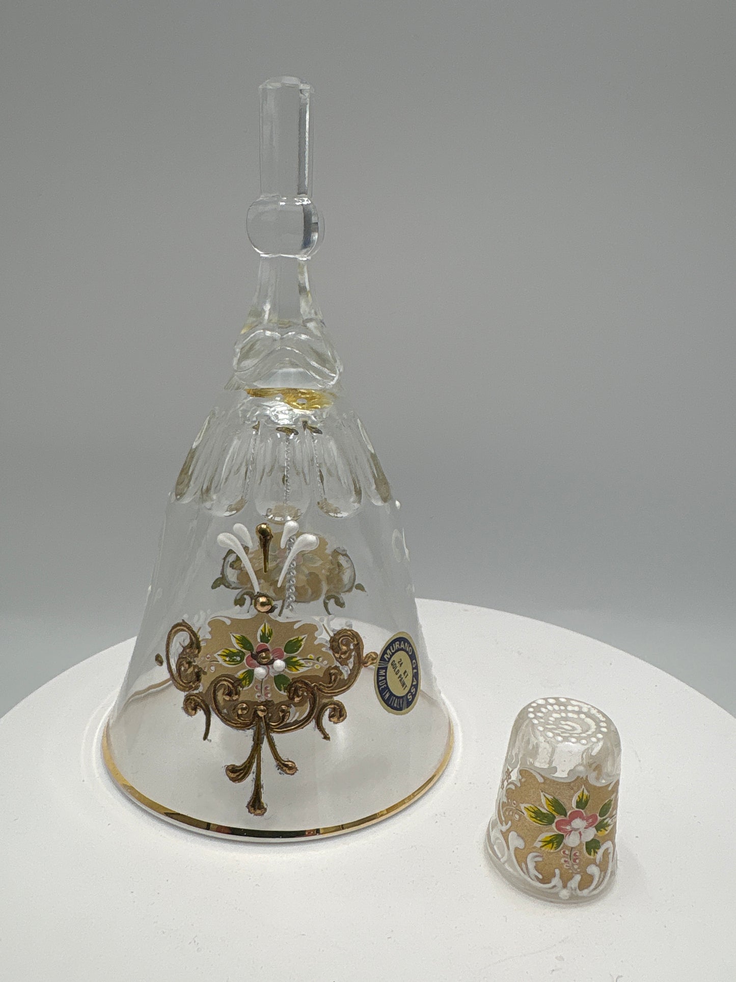 Murano mundblæst glas, dirigentklokke og fingerbøl