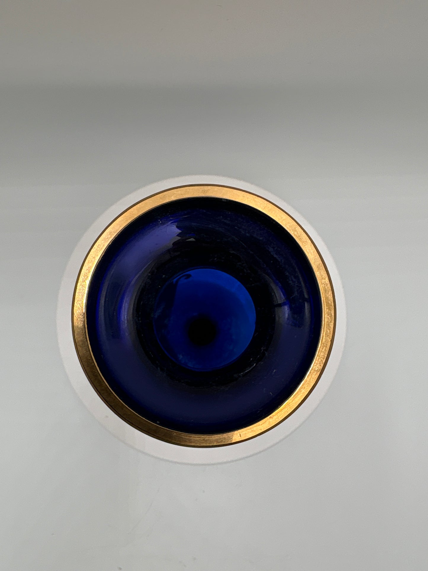 Vintage Bohemia krystal med Guld og Enamel-Vase på fod-Blå(2)-17cm