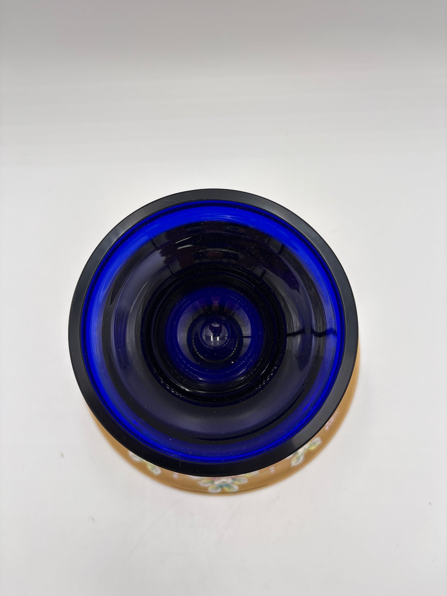 Vintage Bohemia krystal med Guld og Enamel, Opsats på fod, Blå,17cm