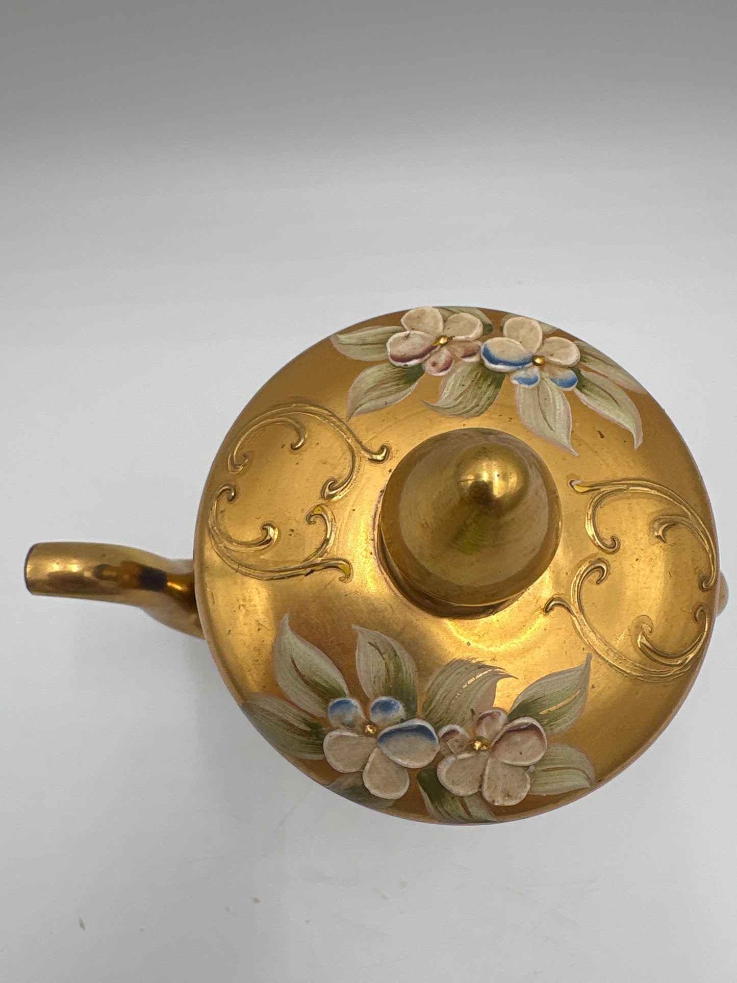Vintage Bohemia krystal med Guld og Enamel, kaffekande, Blå, 22cm