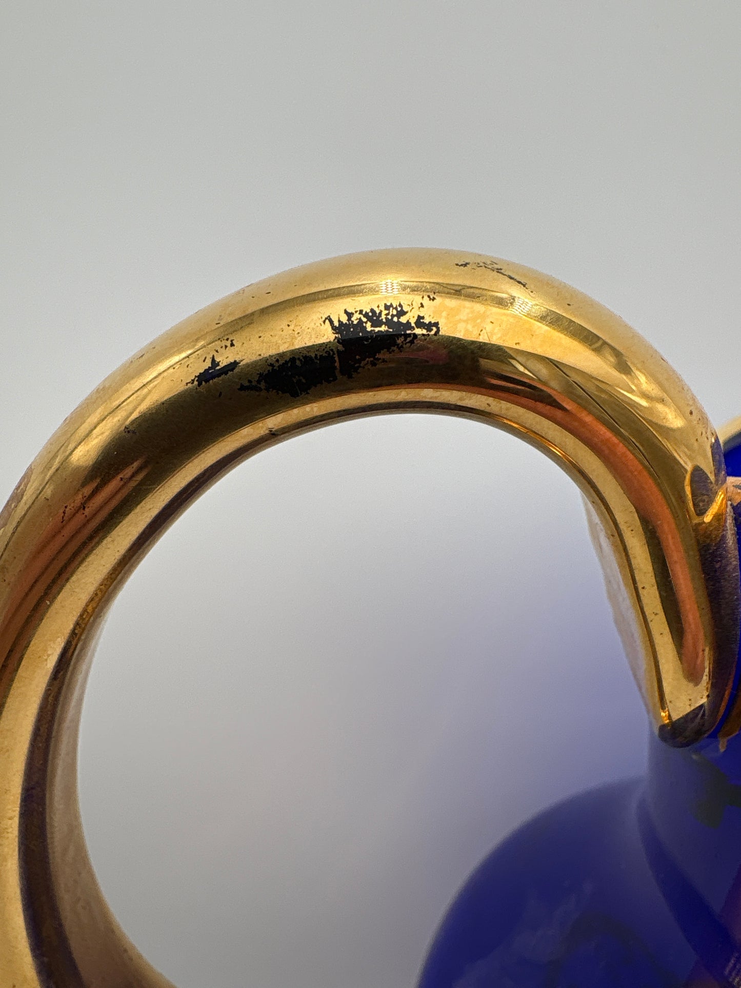 Vintage Bohemia krystal med Guld og Enamel, Kande, Blå, 32cm