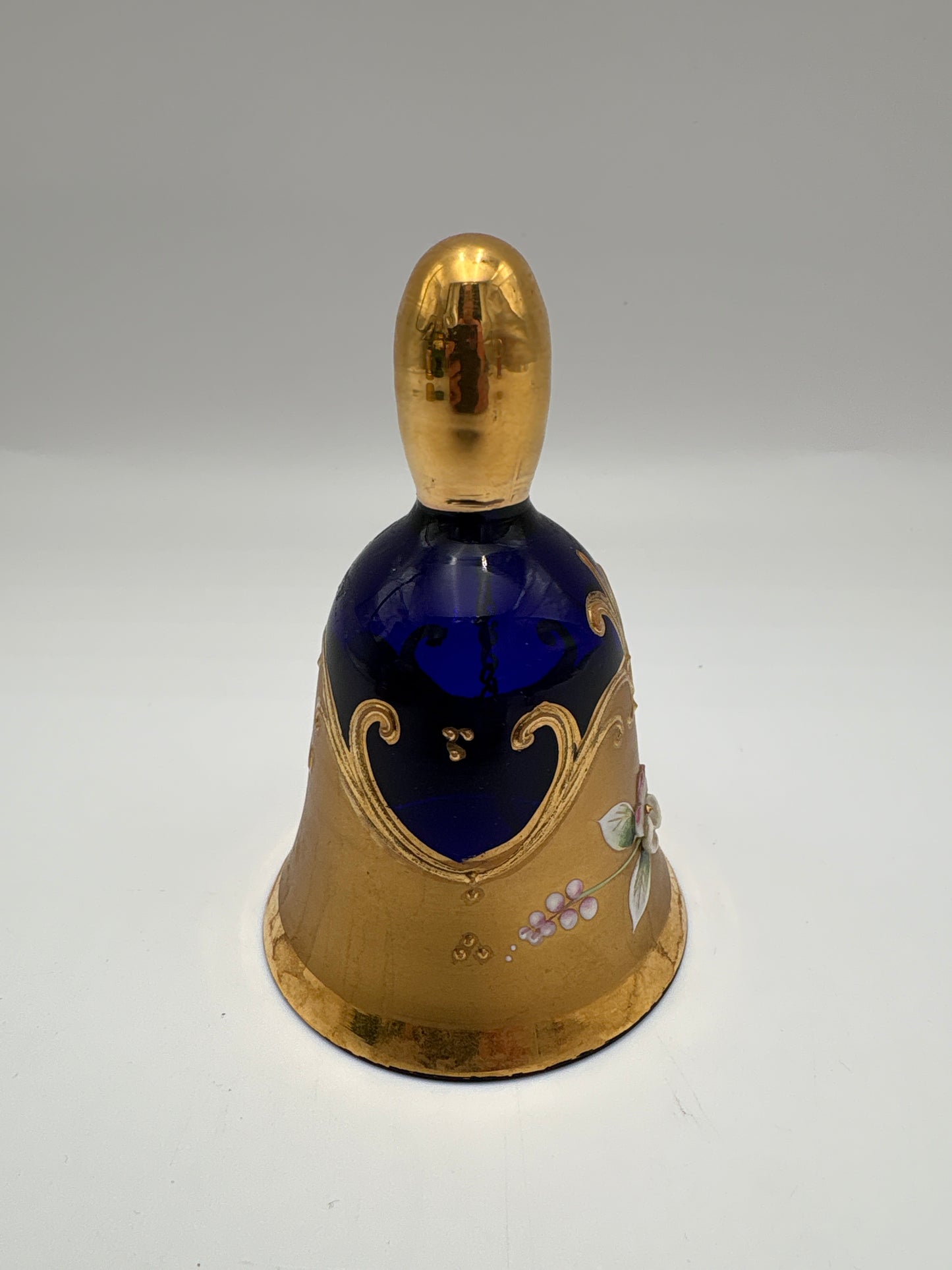 Vintage Bohemia krystal med Guld og Enamel, Dirigent klokke, Blå, 11cm