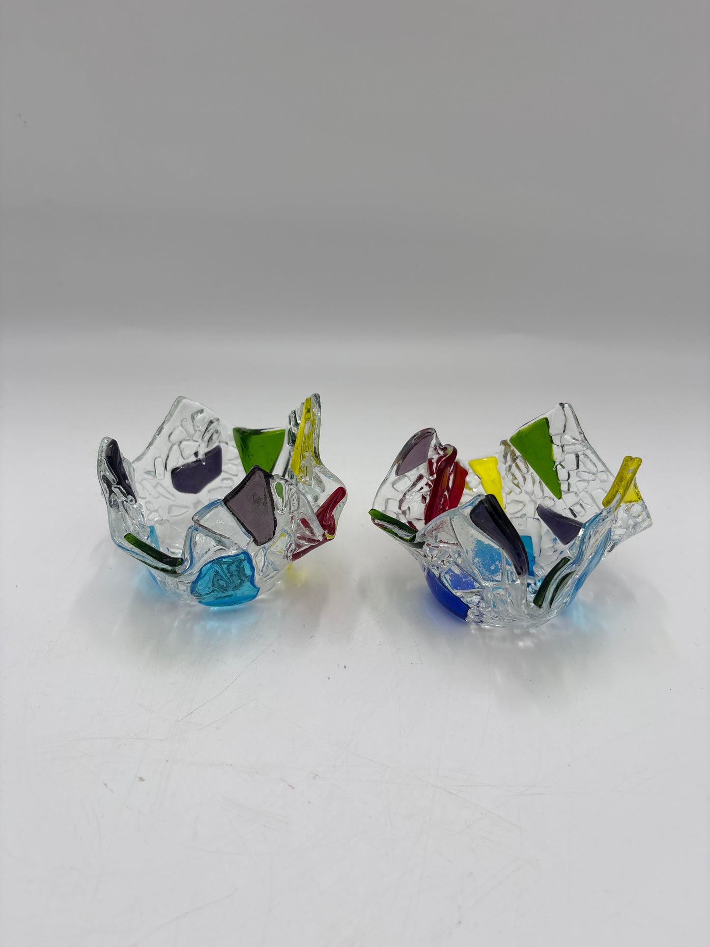 Glas mosaik fyrfadsstager 2 stk.