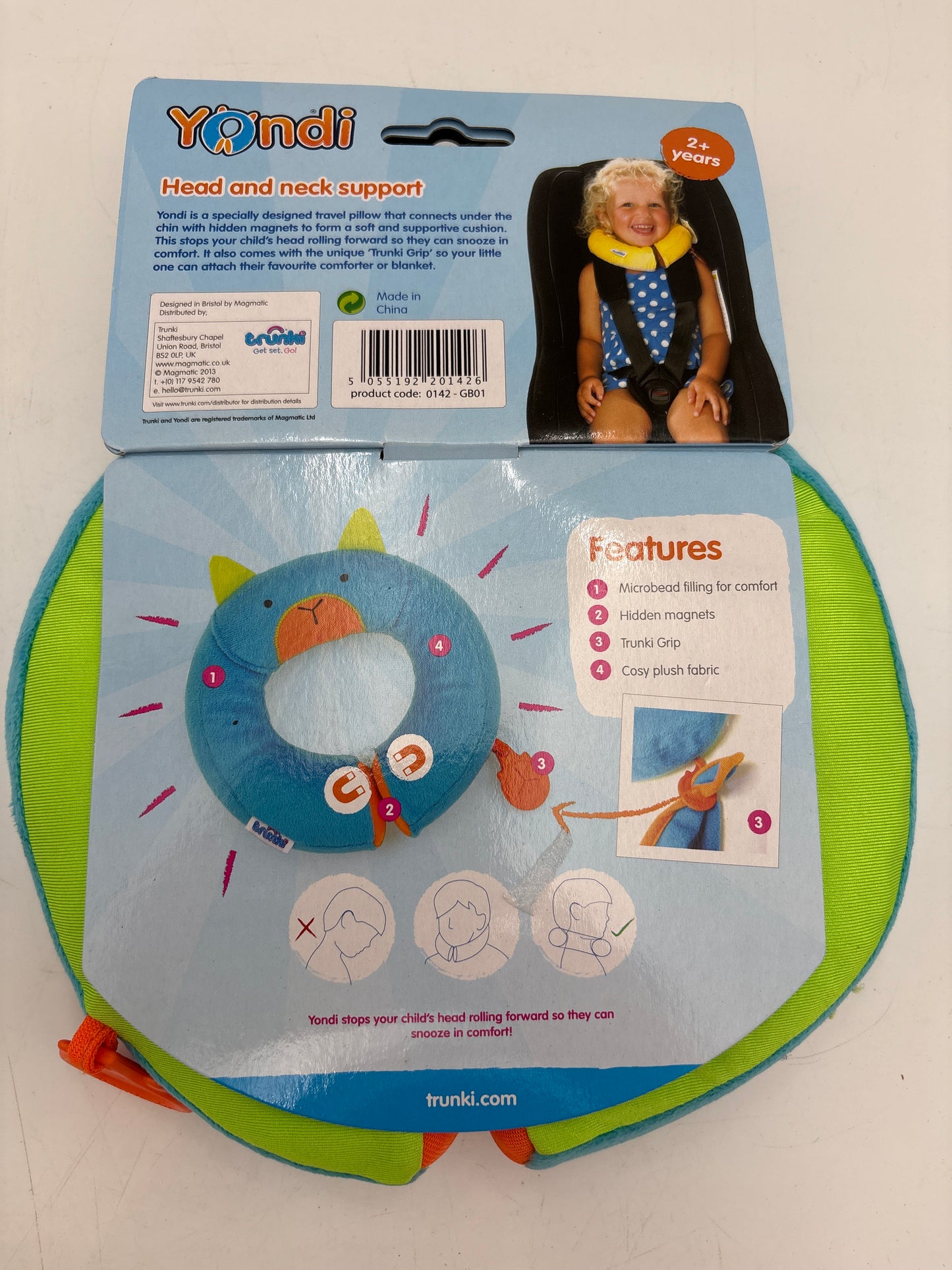 Trunki Yondi Nakkestøtte-Lyseblå kat