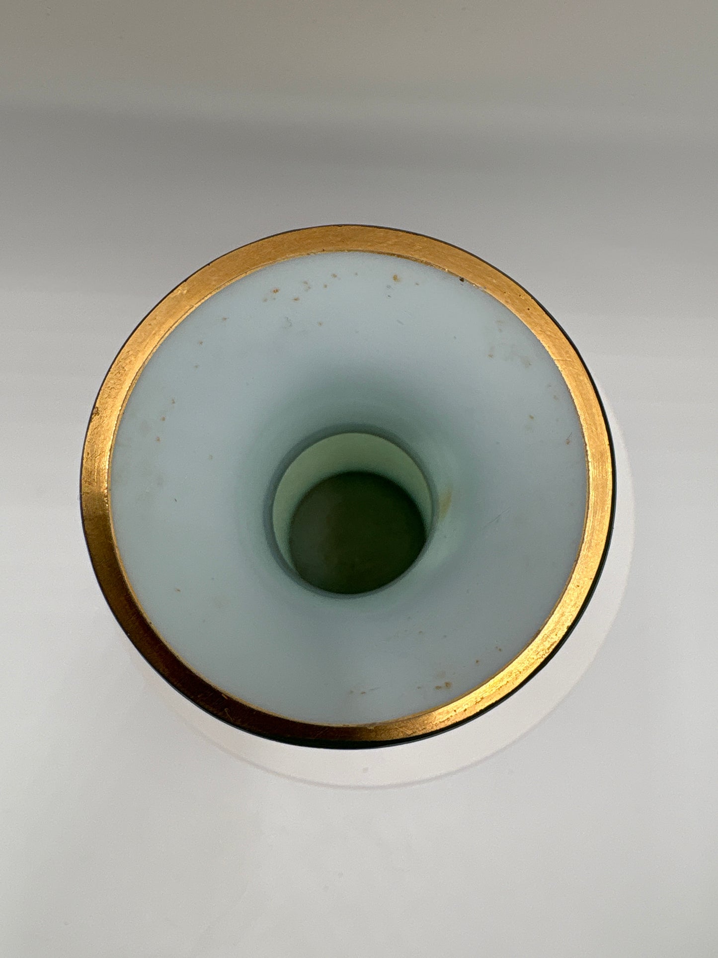 Vintage Bohemia krystal med Guld og Enamel, Vase , Lyseblå, 16cm