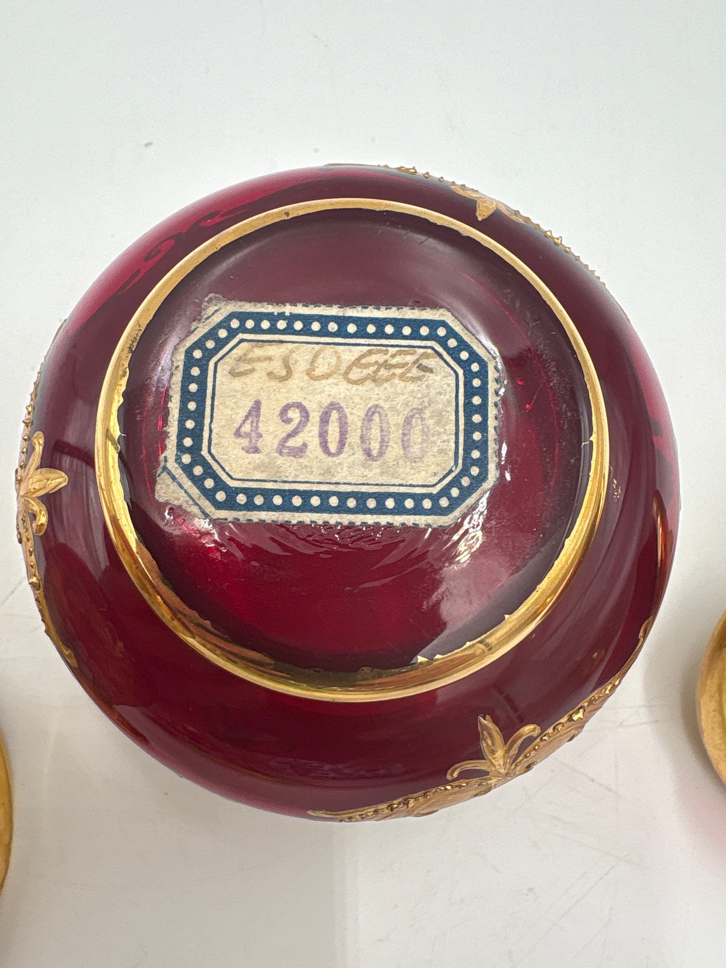 Vintage Bohemia krystal med Guld og Enamel, kaffesæt, Rød