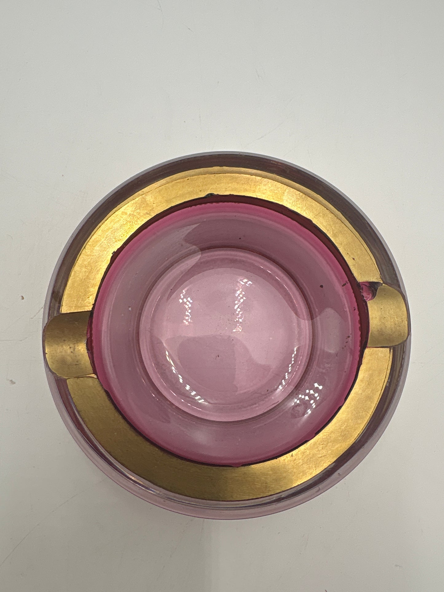 Vintage Bohemia krystal med Guld og Enamel,Askebæger, Lilla, ø11cm
