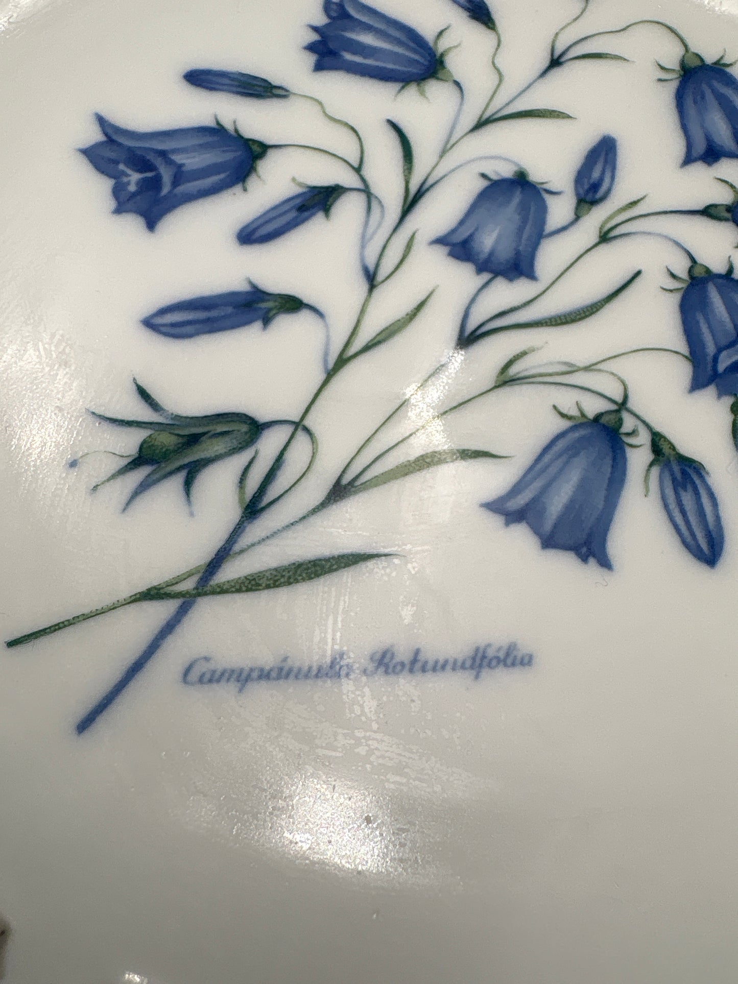 Opsats på fod fra Christineholm porcelæn med blå klokkeblomst