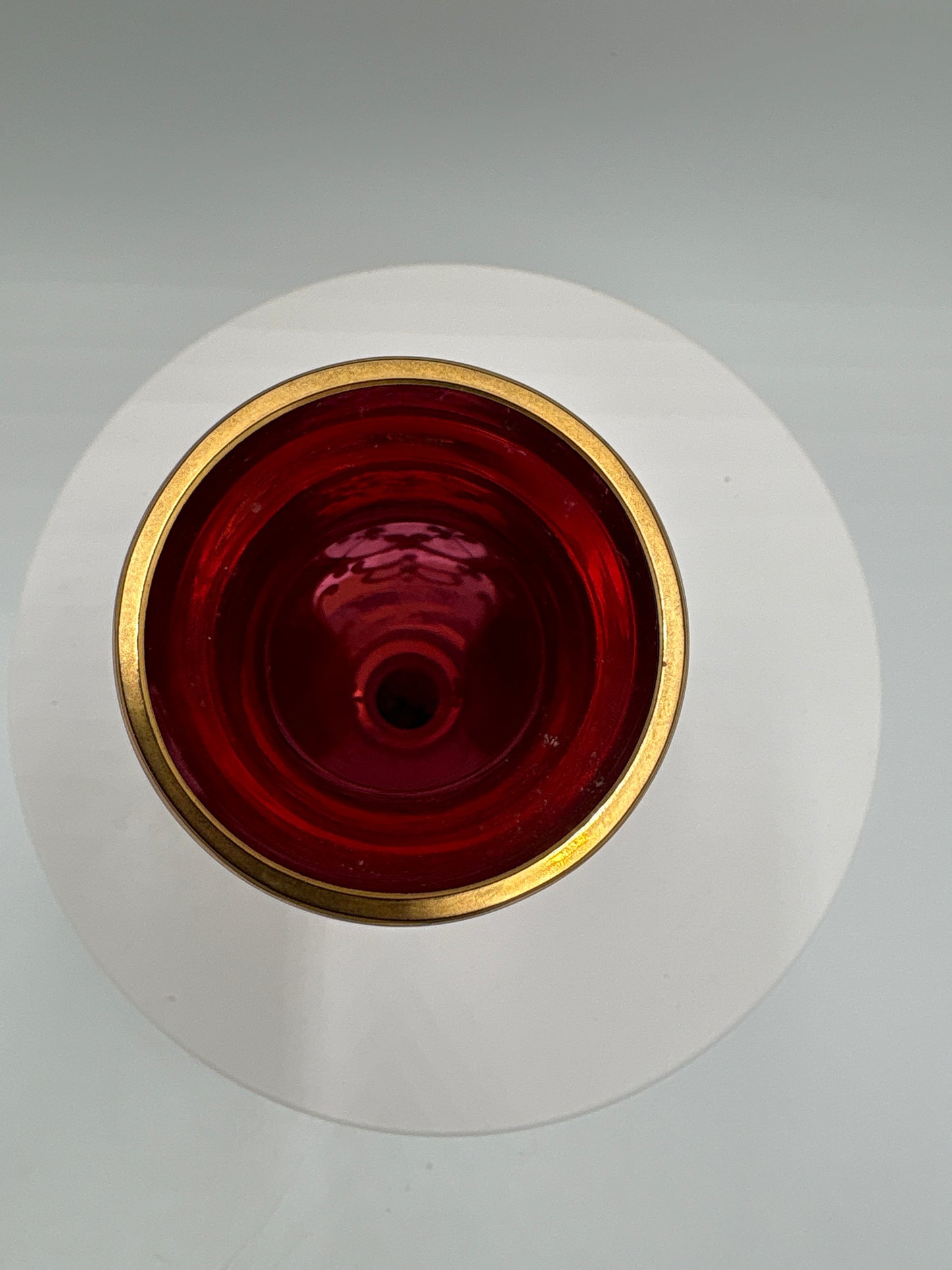 Vintage Bohemia krystal med Guld og Enamel-Vase på fod(2)-rød-12cm