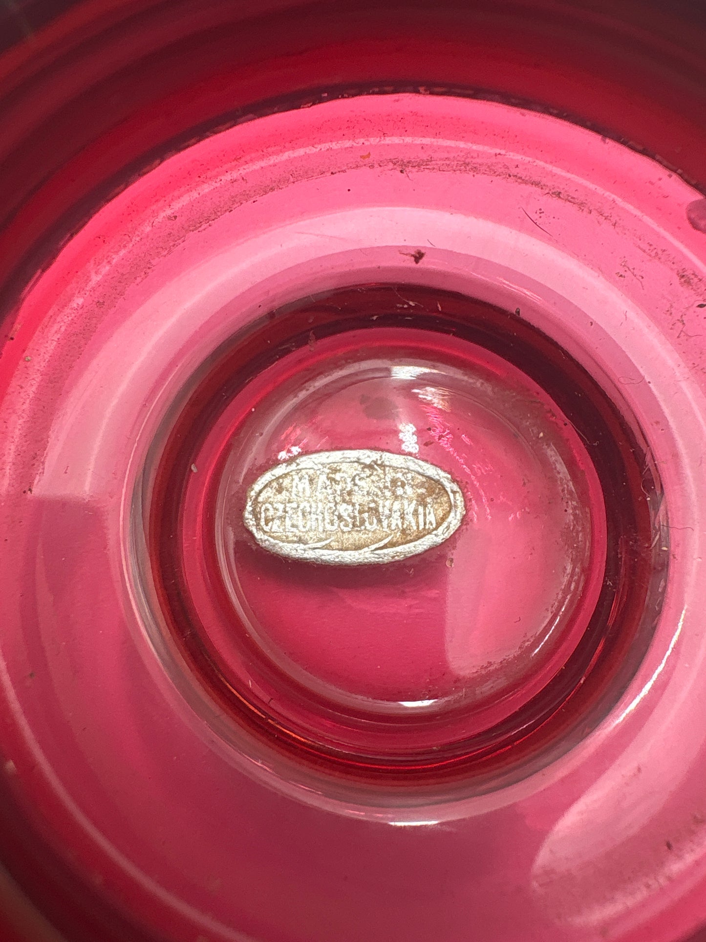 Vintage Bohemia krystal med Guld og Enamel, 2 små fyrfadsstager, Rød og blå, ø6cm
