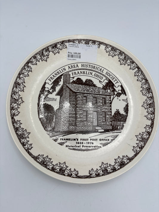 Mindesplatte "Franklin's first postoffice" platte fra Kettlesprings