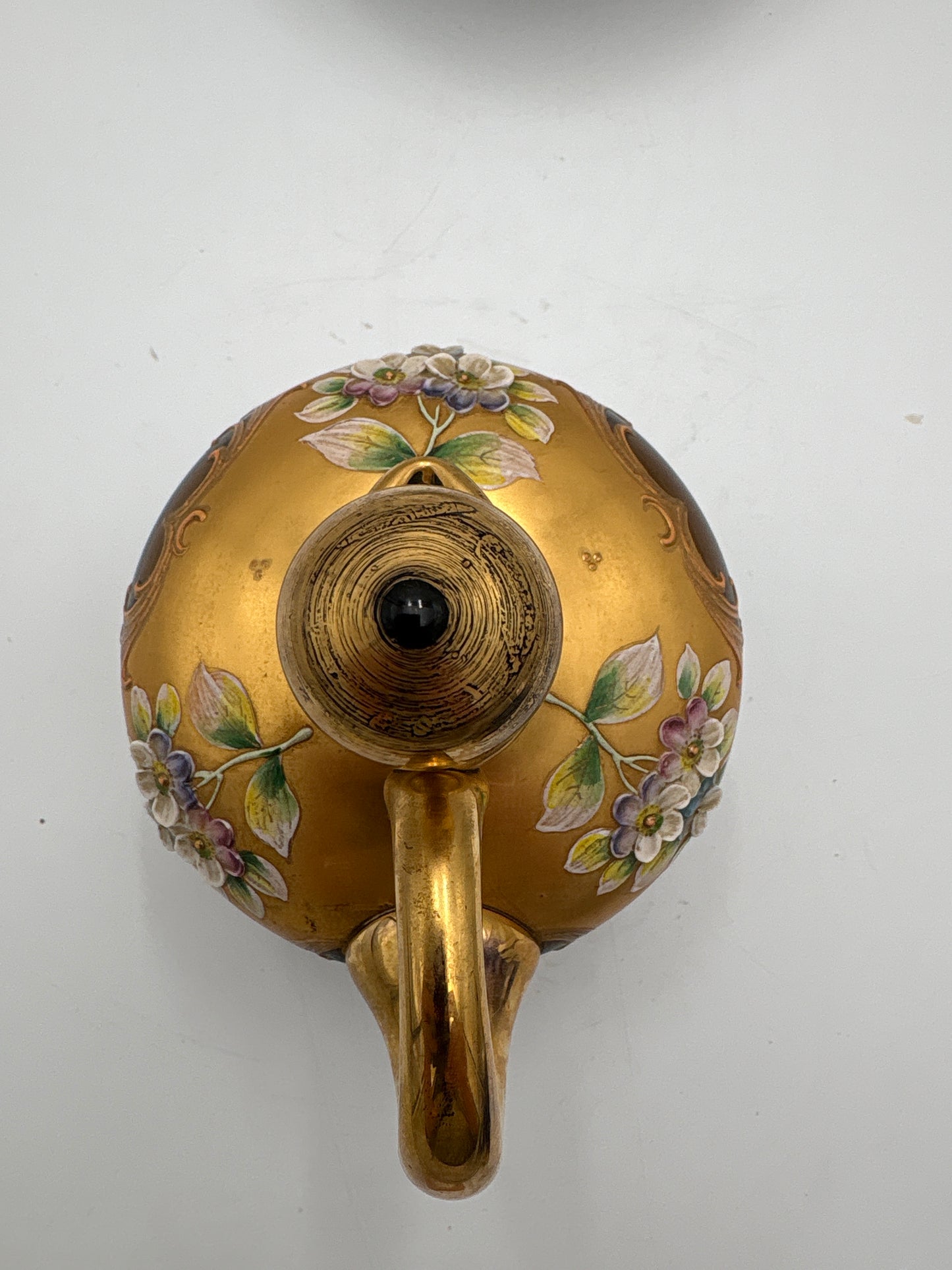 Vintage Bohemia krystal med Guld og Enamel, Karaffel, Brun, 18cm
