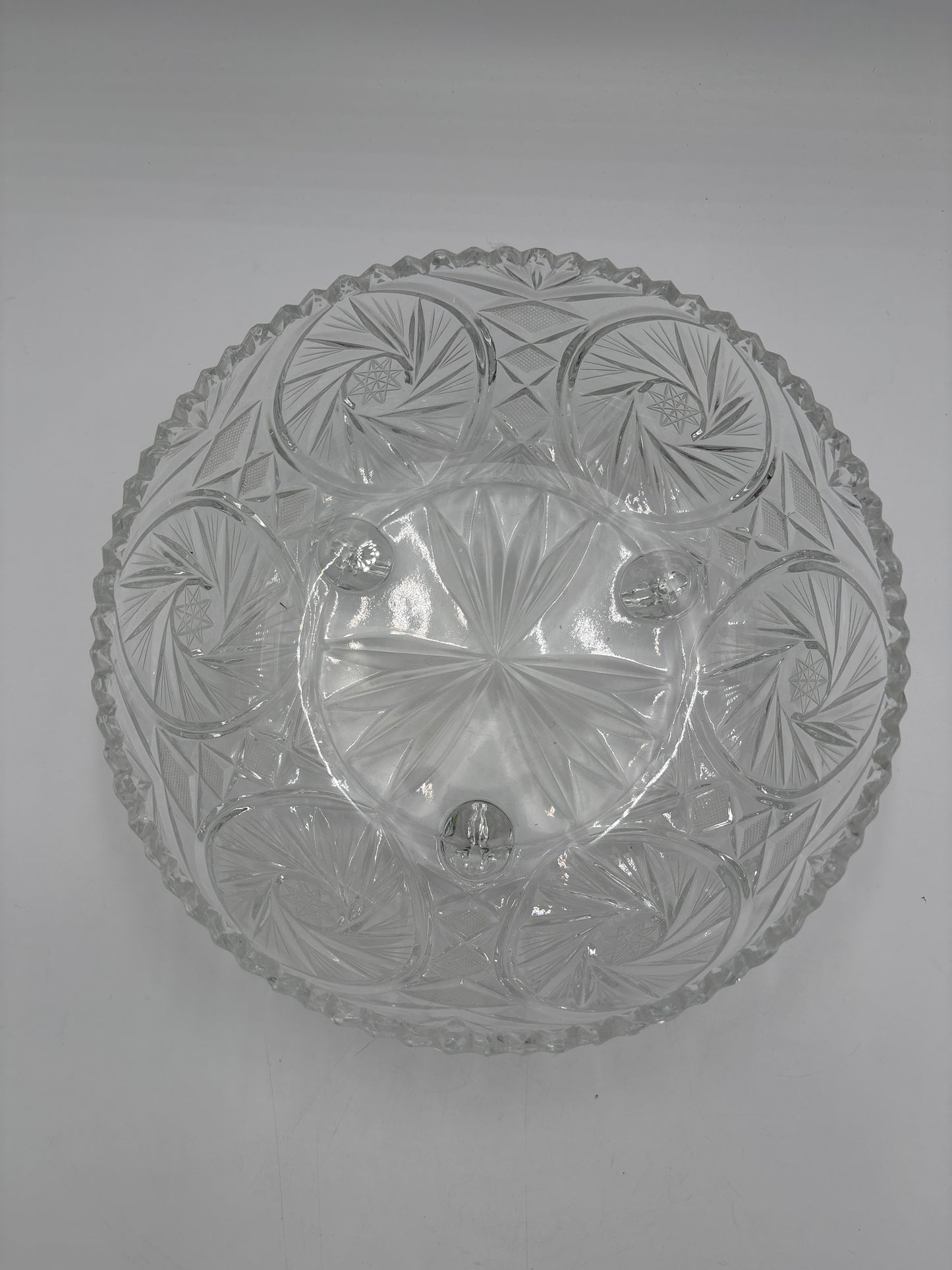 Vintage Bohemia krystal skål med fødder, klar, ø24cm