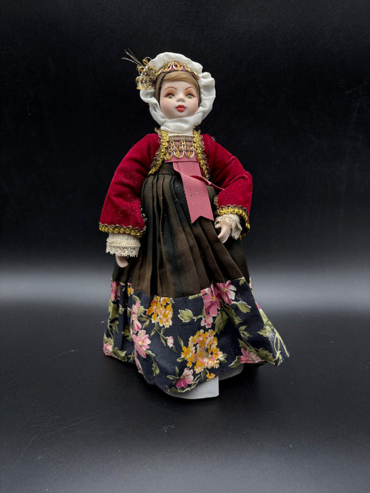 Vintage dukke(G)-Porcelænsdukke med stativ