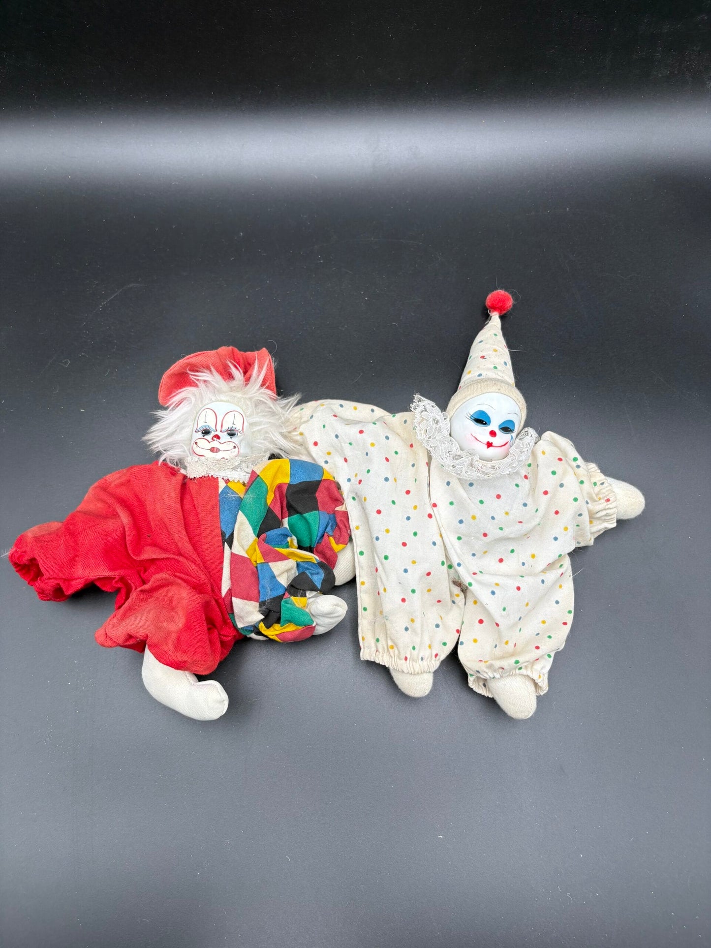 Vintage dukker(K)-Porcelæns klovne-12 stk.