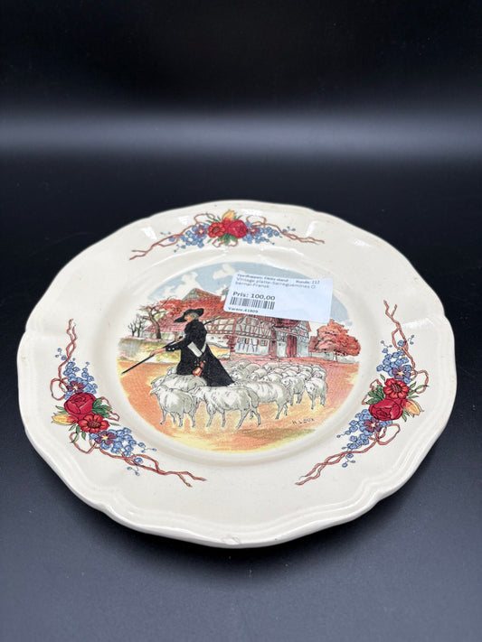 Fransk vintage tallerken-Sarreguemines Obernal