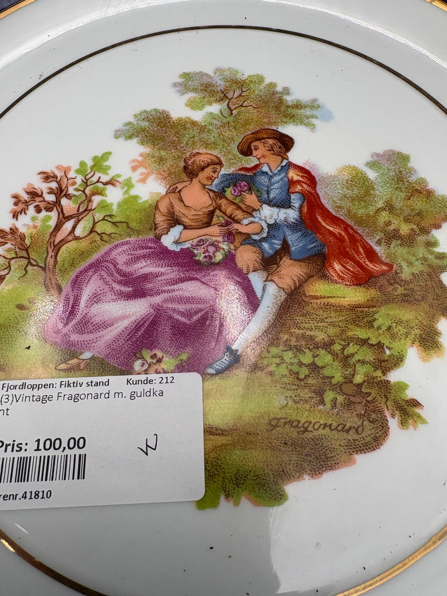 Franske vintage tallerkner-Fragonard-3 stk.