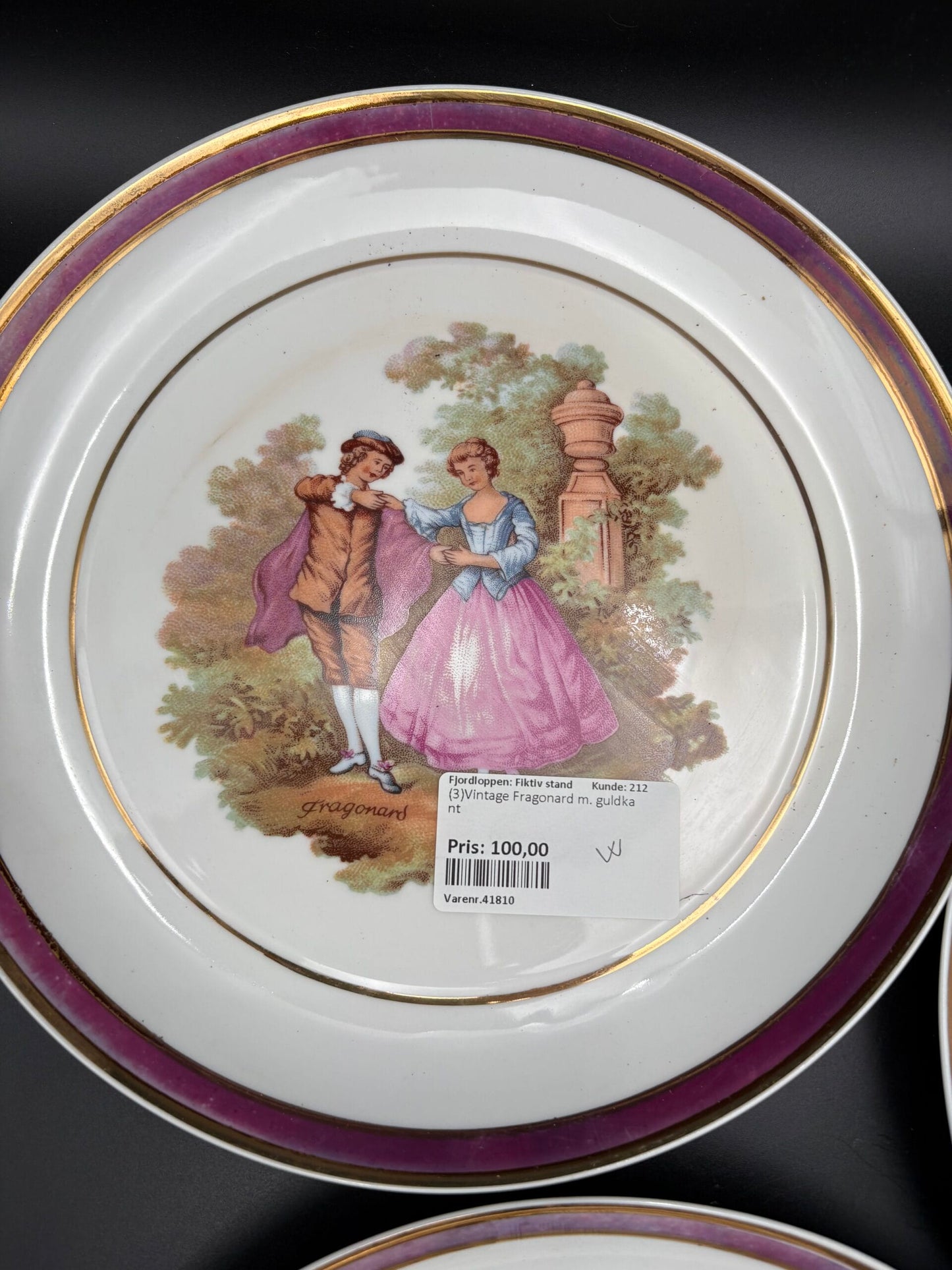 Franske vintage tallerkner-Fragonard-3 stk.