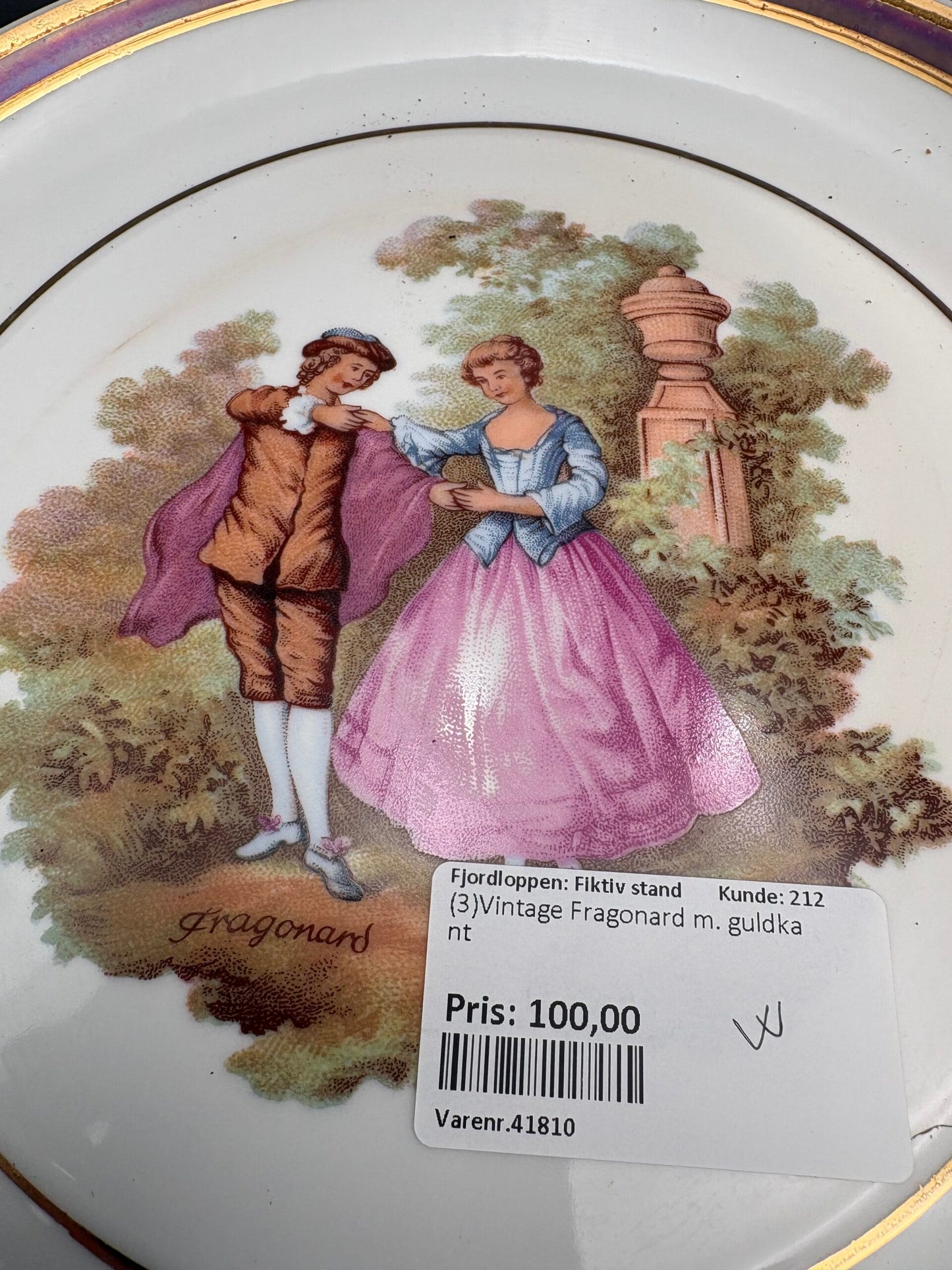 Franske vintage tallerkner-Fragonard-3 stk.