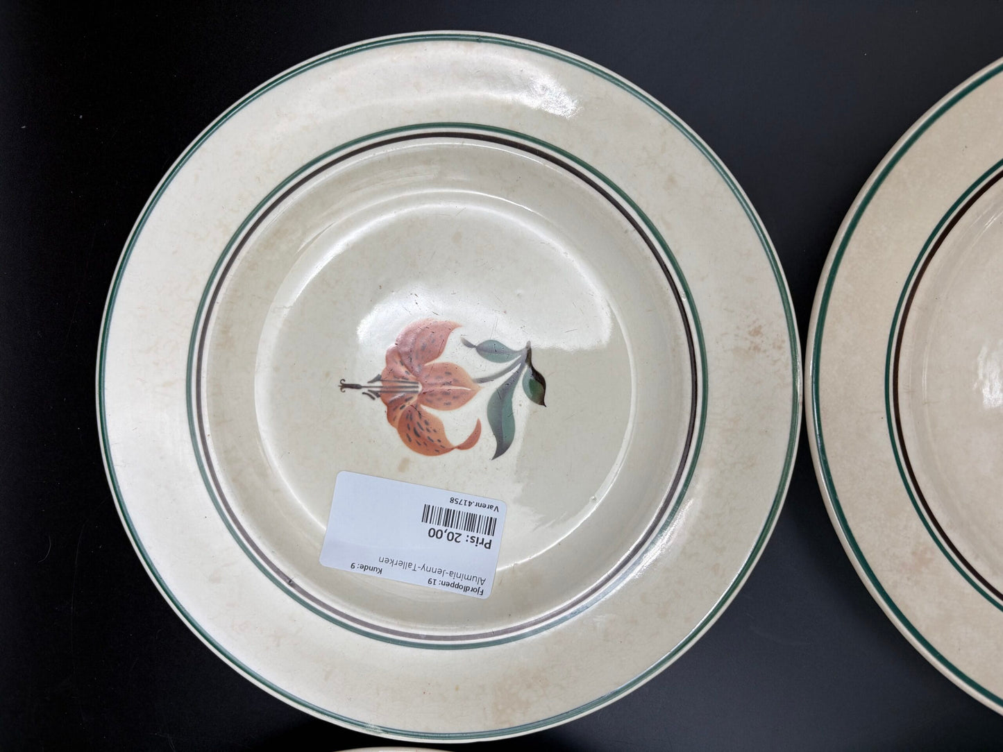 Aluminia fajance Jenny Flad tallerken ø21,5cm 4 stk